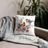 Winter Birds Decorative Pillow | Red Robins & Berries Accent Cushion – red back