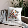 Winter Birds Decorative Pillow | Red Robins & Berries Accent Cushion – red front
