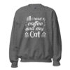 Coffee and My Cat Sweatshirt | Cozy Feline & Caffeine Vibes – heather front
