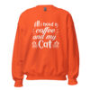 Coffee and My Cat Sweatshirt | Cozy Feline & Caffeine Vibes – orange front