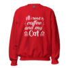 Coffee and My Cat Sweatshirt | Cozy Feline & Caffeine Vibes – red front