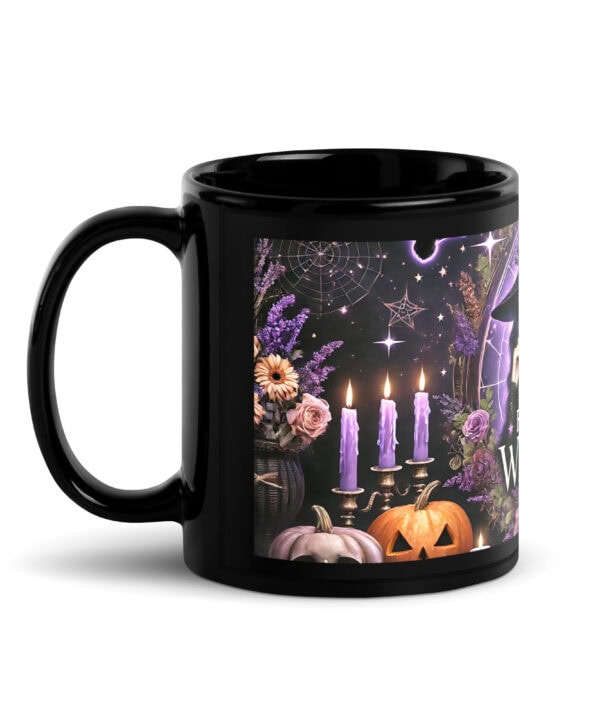 Feelin’ Witchy Mug | Enchanting Halloween Magic Cup – black handle left