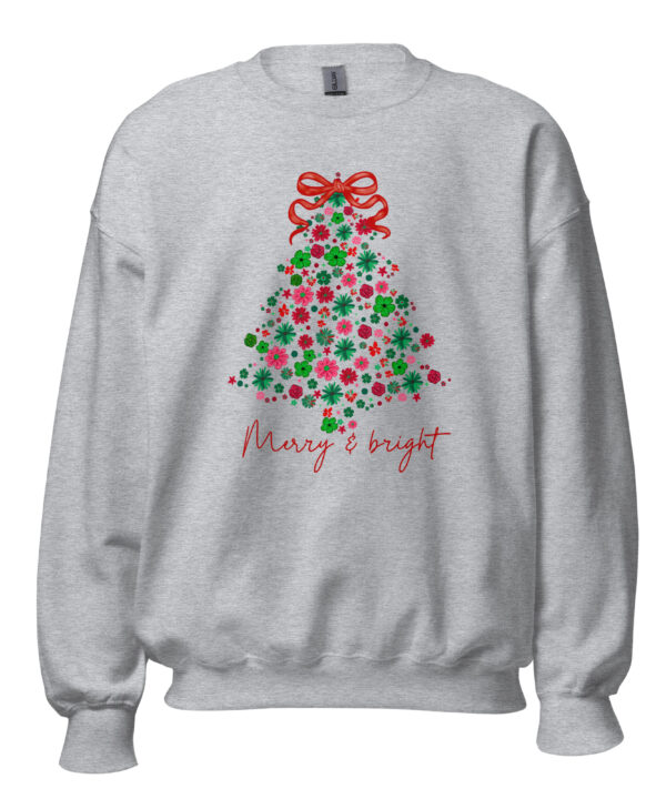 Merry & Bright Sweatshirt DTFlex Design on Heather Grey