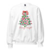 White Merry & Bright Christmas sweatshirt with floral tree graphic.