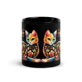 Floral Cat Mug | Vibrant Art for Cat Lovers