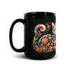 Floral Cat Mug | Vibrant Art for Cat Lovers – black handle left