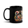 Floral Cat Mug | Vibrant Art for Cat Lovers – black handle left