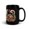 Floral Cat Mug | Vibrant Art for Cat Lovers – black handle right