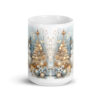 Golden Snowman Christmas Mug | Elegant Winter Holiday Cup – white front