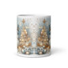 Golden Snowman Christmas Mug | Elegant Winter Holiday Cup – white front