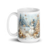 Golden Snowman Christmas Mug | Elegant Winter Holiday Cup – white handle left