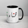 Personalized black and white Arabic calligraphy mug with heart design.