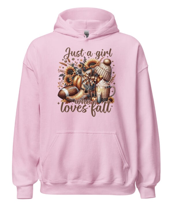 Just a Girl Who Loves Fall Hoodie | Cozy Autumn Vibes – pink front