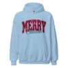 Merry Christmas Hoodie Classic Festive Dtflex Print Light Blue