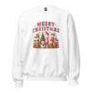 Merry Christmas Sweatshirt | Festive Gingerbread & Santa Design – white front