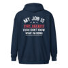 My Job Is Top Secret Zip Hoodie | Funny Work Quote Sweatshirt – navy back
