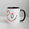 Personalized white Rana Arabic calligraphy coffee mug with red heart.