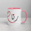 Personalized Rana Arabic calligraphy coffee mug, white with pink interior.