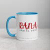 Rana Joyful Gaze white and blue ceramic coffee mug.