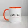 Personalized Samira orange and white coffee mug product shot.