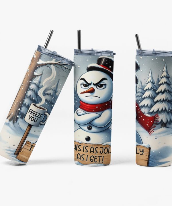 Grumpy Snowman Tumbler | Funny Christmas Cup