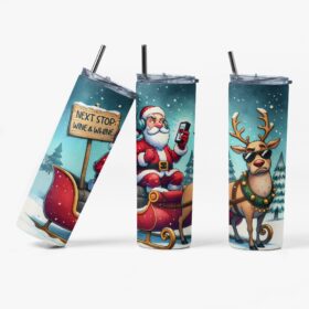 Wine & Whine Tumbler | Funny Santa & Reindeer Christmas Cup