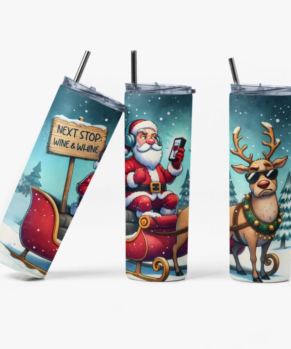 Wine & Whine Tumbler | Funny Santa Christmas Cup