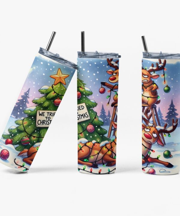 We Tried to Christmas Tumbler | Funny Reindeer Cup