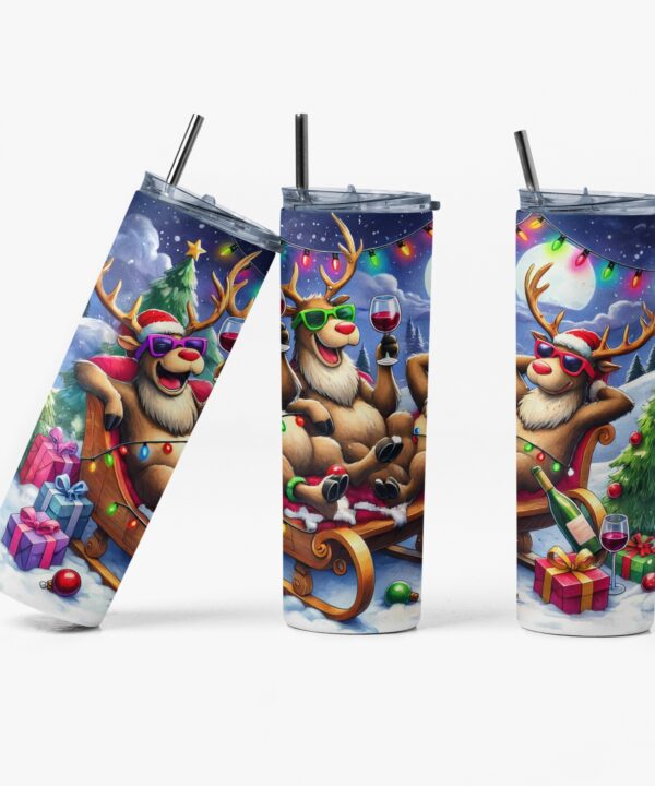Reindeer Wine Party Tumbler | Funny Christmas Cheers Cup