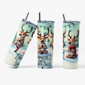 Namaste Reindeer Tumbler | Funny Christmas Yoga Cup
