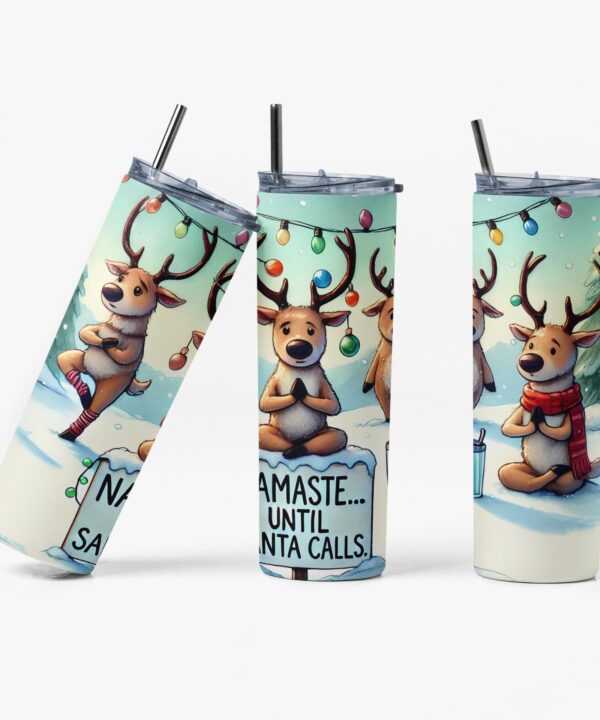 Namaste Reindeer Tumbler | Funny Christmas Yoga Cup