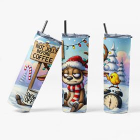 Not Jolly Before Coffee Tumbler | Grumpy Reindeer Cup