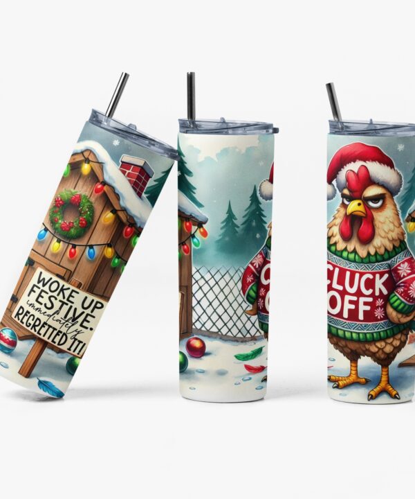 Cluck Off Christmas Tumbler | Angry Chicken Cup