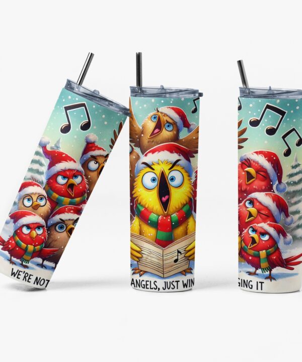 Winging It Bird Choir Tumbler | Funny Christmas Cup