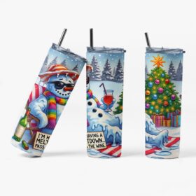 Meltdown Snowman Tumbler | Funny Christmas Wine Cup