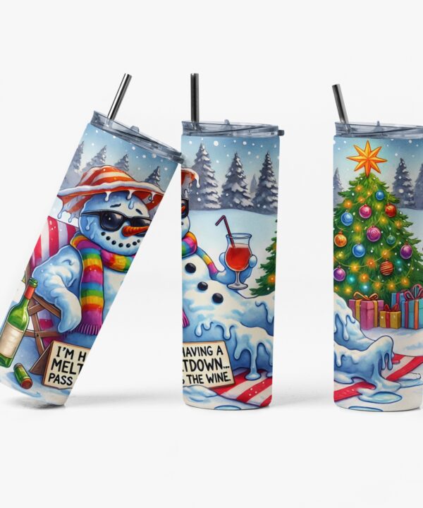Meltdown Snowman Tumbler | Funny Christmas Wine Cup
