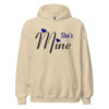 Sand Shes Mine hoodie with blue hearts graphic.
