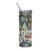 Christmas Village Tumbler | Cozy Snowman Winter Scene – white back