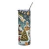Christmas Village Tumbler | Cozy Snowman Winter Scene – white left