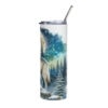 Wolf Moon Tumbler | Winter Forest Nightscape – white left