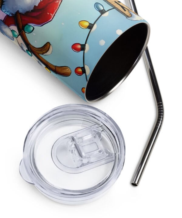 Not Jolly Before Coffee Tumbler | Grumpy Reindeer Cup – white detail