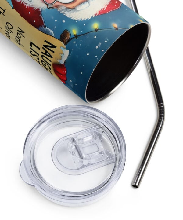 Naughty List Santa Tumbler | Funny Christmas Gift Cup – white detail