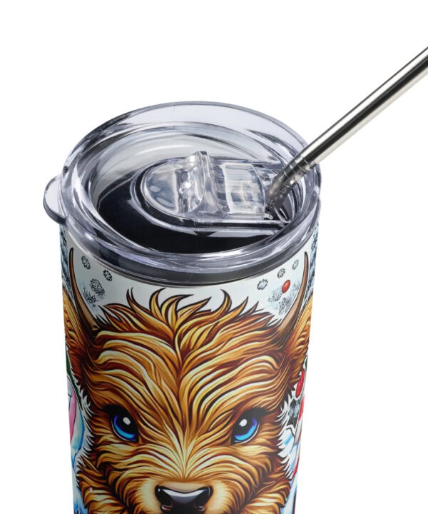 Merry Christmas Tumbler | Cute Highland Cow Holiday Cup – white detail