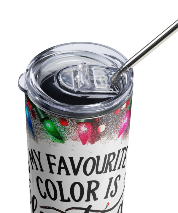 Christmas Lights Tumbler | Festive Colorful Holiday Cup – white detail