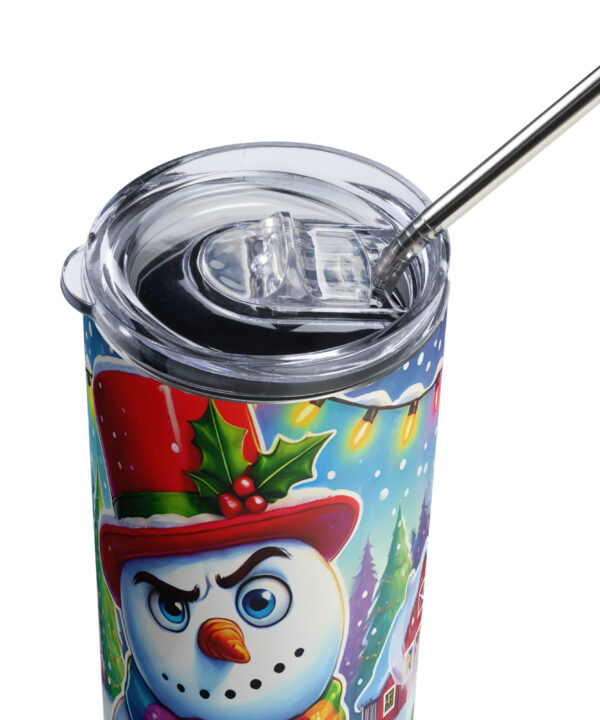 Don’t Melt Under Pressure Tumbler | Funny Grumpy Snowman Cup – white detail