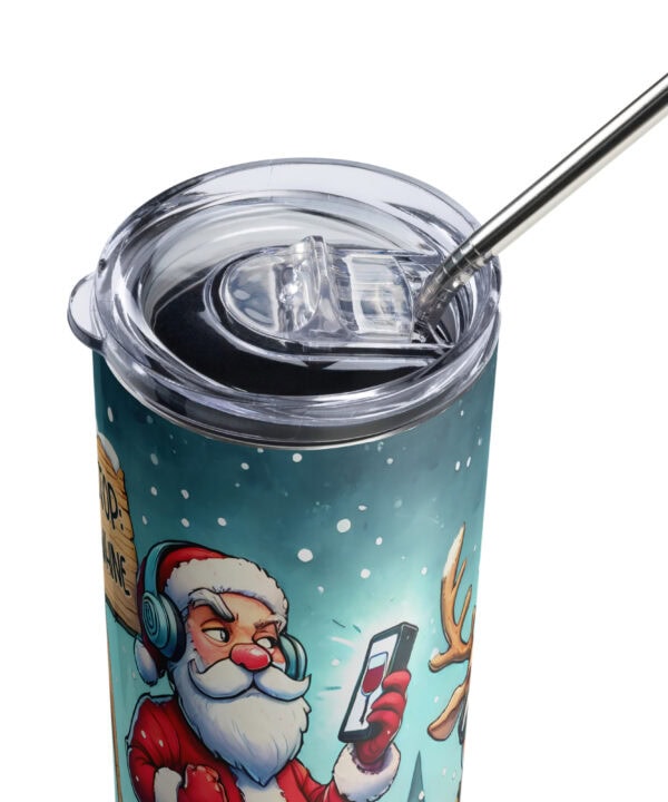 Wine & Whine Tumbler | Funny Santa & Reindeer Christmas Cup – white detail