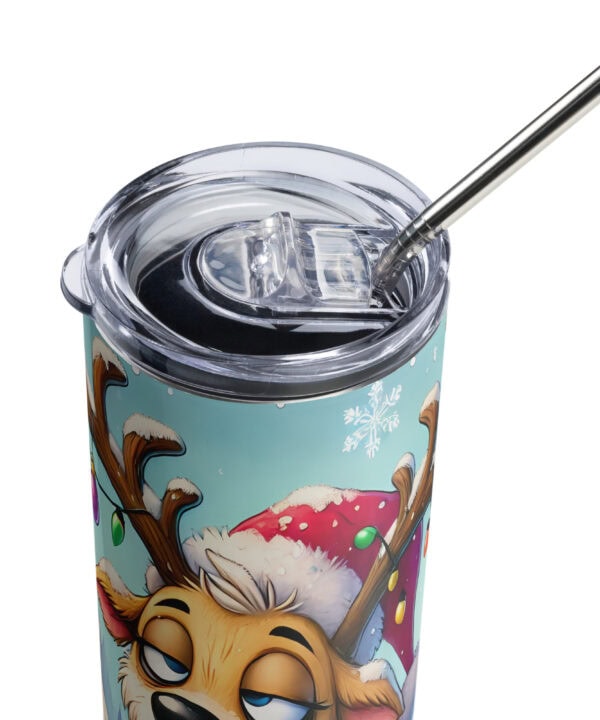 Not Jolly Before Coffee Tumbler | Funny Reindeer Cup – white detail