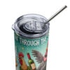 Cluckin’ Through the Snow Tumbler | Funny Chicken Christmas Cup – white detail