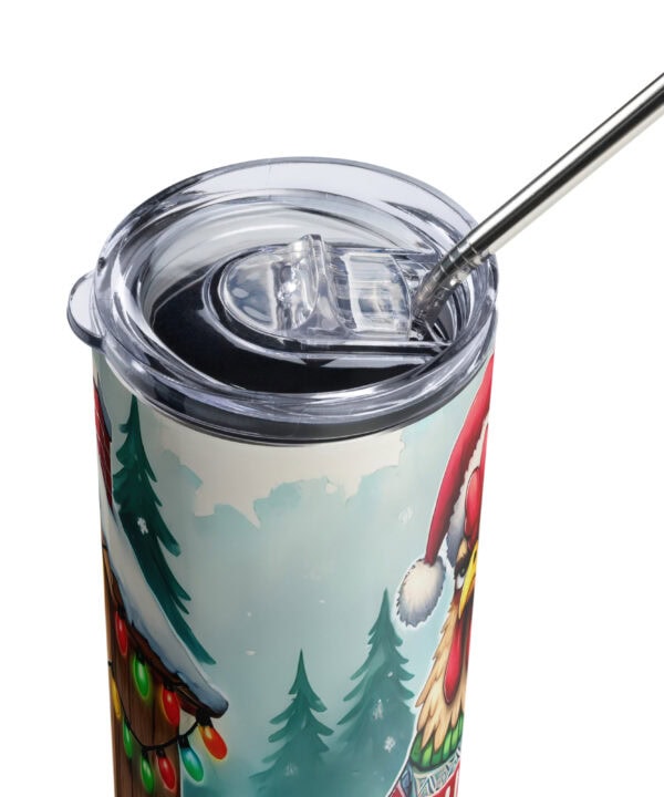 Cluck Off Christmas Tumbler | Angry Chicken Holiday Cup – white detail