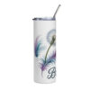 Just Breathe Tumbler | Calm Feathers & Dandelion Art – white right